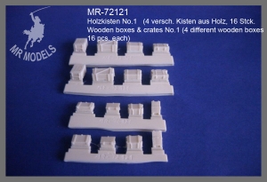 MR-72121 Holzkisten No.1   (4 versch. Kisten aus Holz,  16 Stück enth.)
