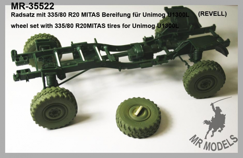 MR-35522  wheel set with 335/80 R20MITAS tires for Unimog U1300L            (REVELL)