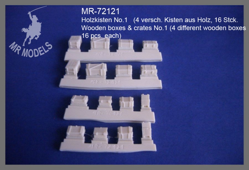 MR-72121  Wooden boxes & crates No.1   (4 different wooden boxes, 16 pcs. each)