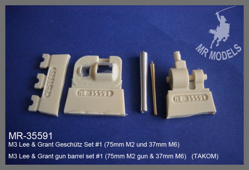 MR-35591   M3 Lee & Grant gun barrel set #1 (75mm M2 gun & 37mm M6)   (TAKOM)